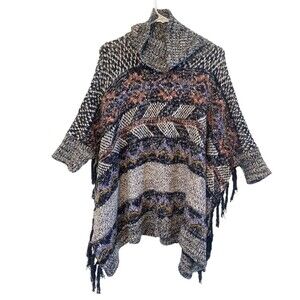 Anthropologie Pilcro Magda Knit Poncho Sweater Turtle Womens Size XS-Small Boho